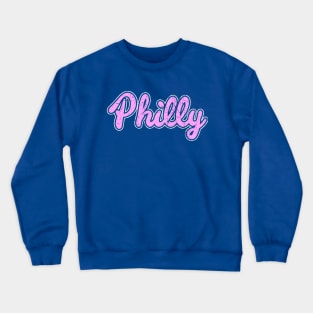 Pink Retro Philly Script Throwback Philly Fan Favorite Crewneck Sweatshirt